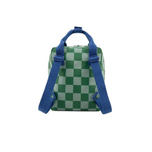 Load image into Gallery viewer, Small Backpack '‘Blocks, Green Blue'' with Strap