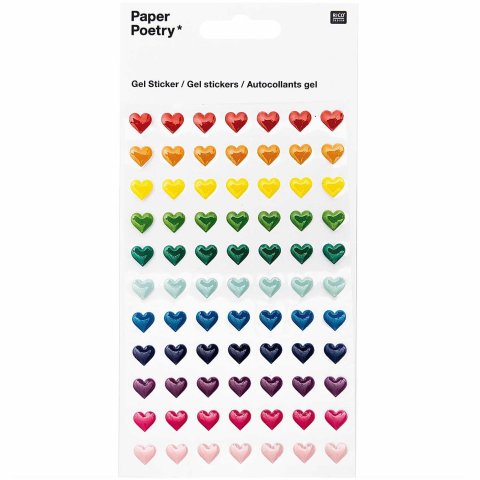 Gelaufkleber Mini-Herzen ''Regenbogenfarben''