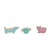 Load image into Gallery viewer, Glitter Rings, Set of 3 Cats and Dogs