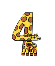 Load image into Gallery viewer, Giraffe ''4th Birthday'' Kids' Birthday Card