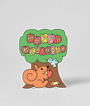 Load image into Gallery viewer, Happy Birthday, Squirrel Shaped Card