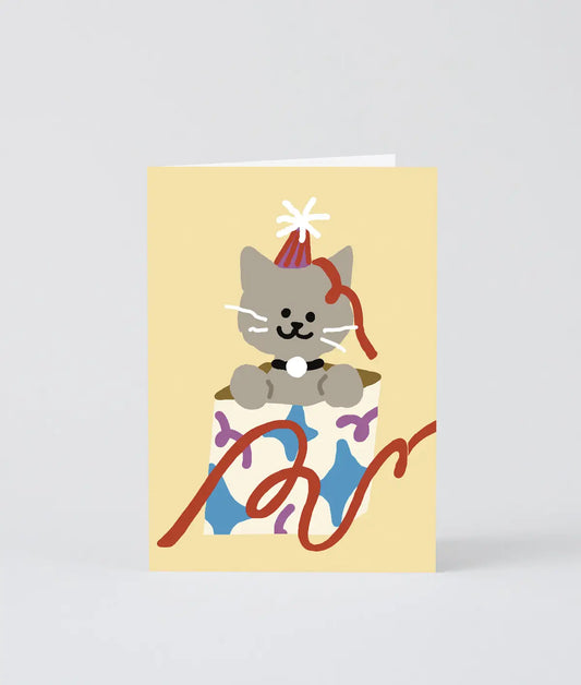 Katze in einem Geschenk Grußkarte