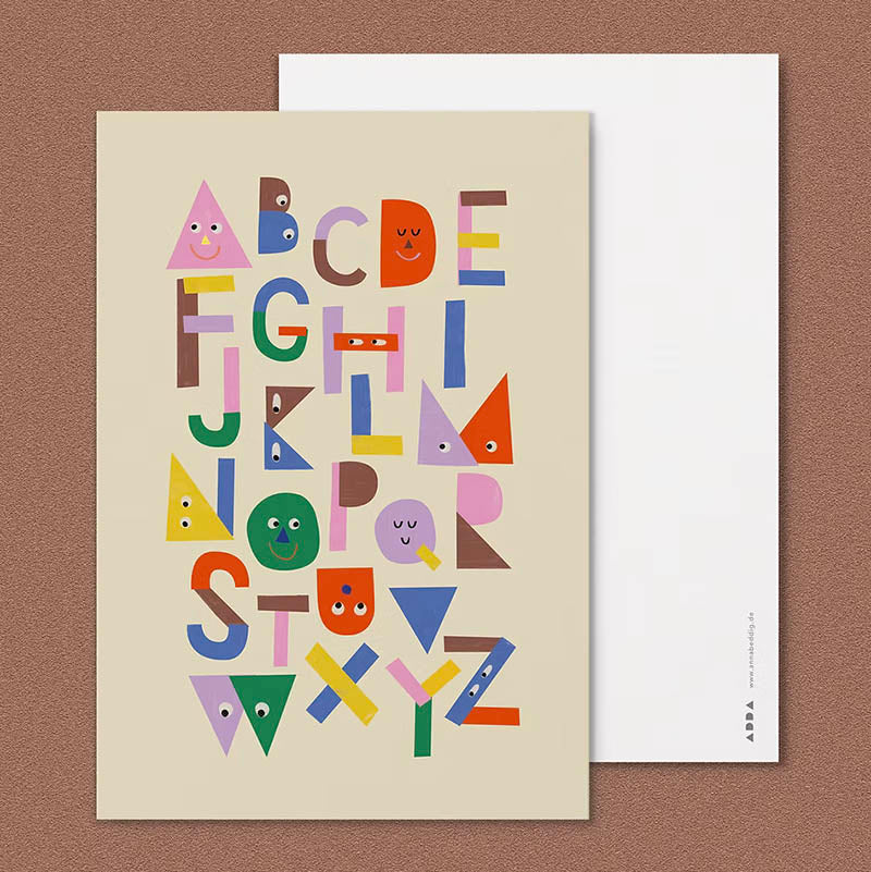 Postcard, ABC Faces