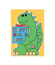 Load image into Gallery viewer, Happy Birthday, Dino Shaped Card