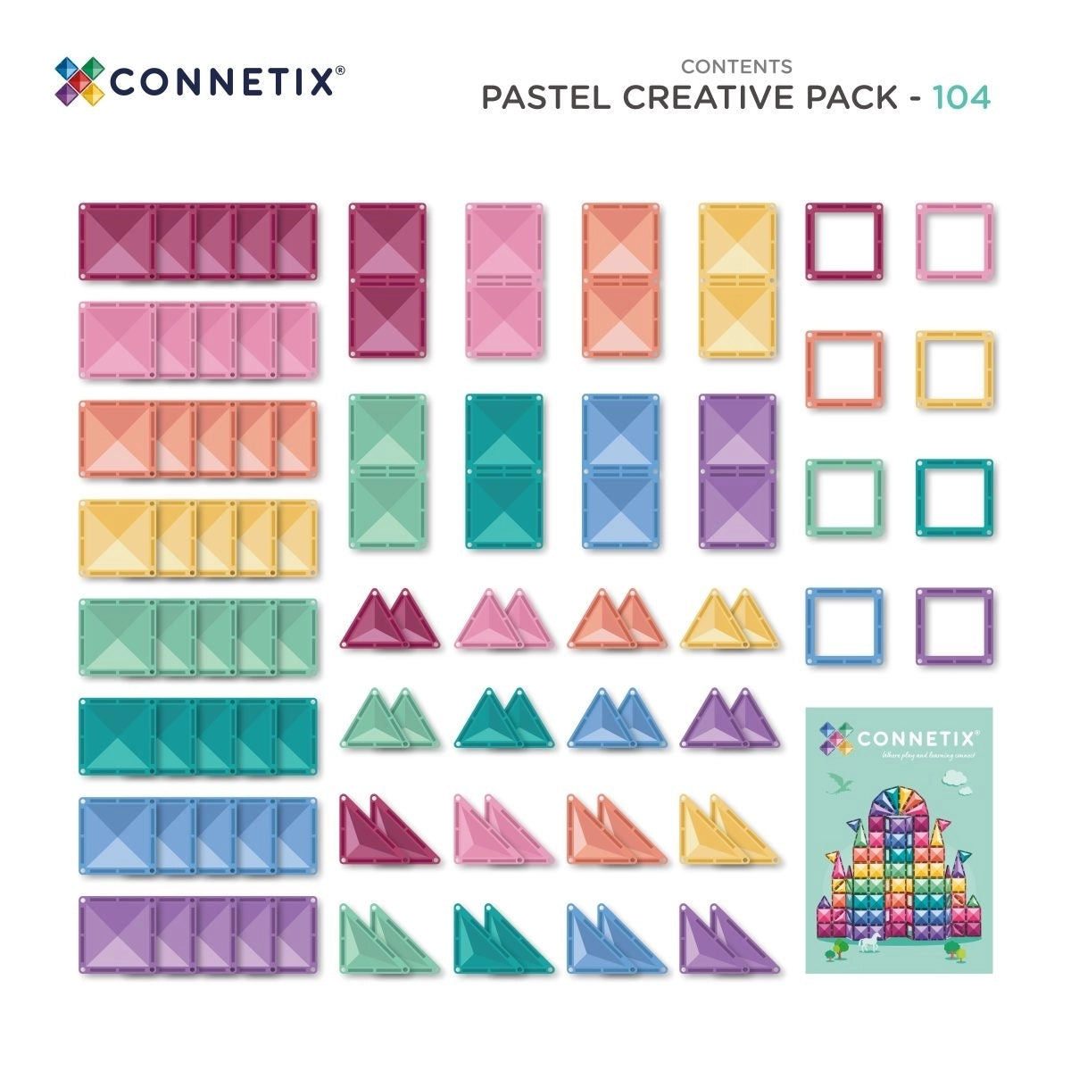 Connetix Tiels 104 Piece Pastel Creative Pack