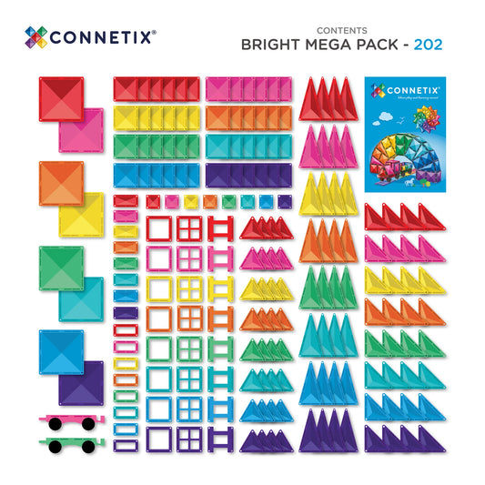 Connetix 202-teiliges Bright-Megapaket mit Magnetbausteinen