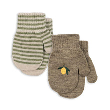 Load image into Gallery viewer, Filla Mittens ''Lemon / Stripe'' Set of 2, One Size