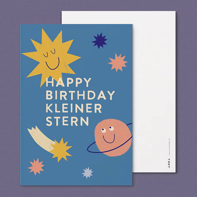 Postcard, Happy Birthday kleiner Stern