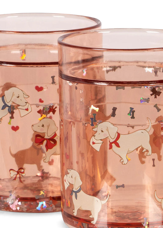 Glitzerbecher, 2er-Pack, Woof Buchstabe Rose