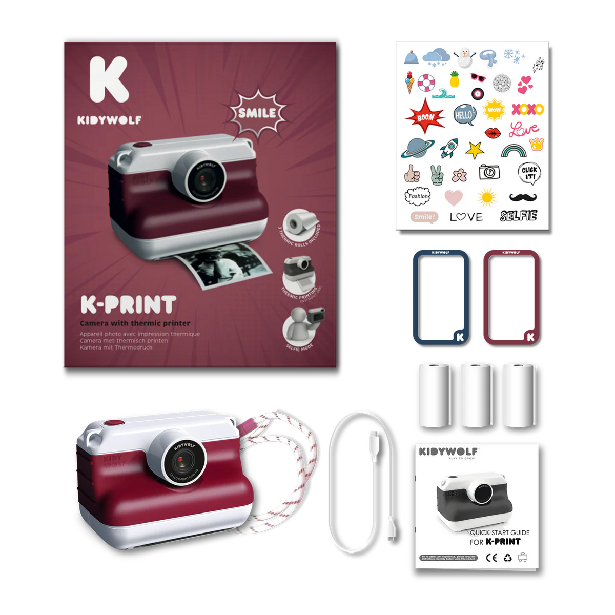 Kidywolf K-Print Sofortbildkamera, Rot