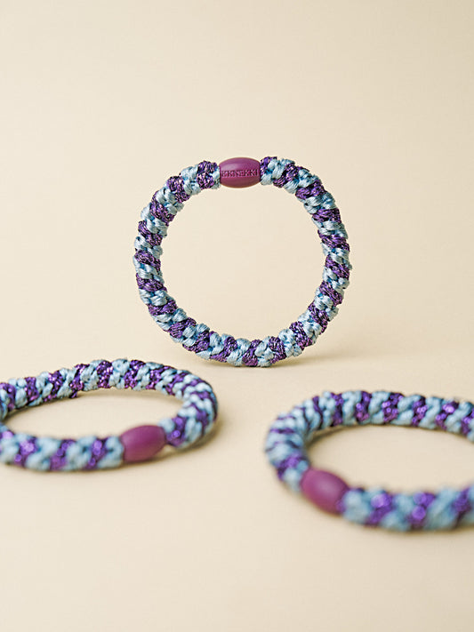 Kknekki Hair Tie, Dark Purple Glitter Stripe