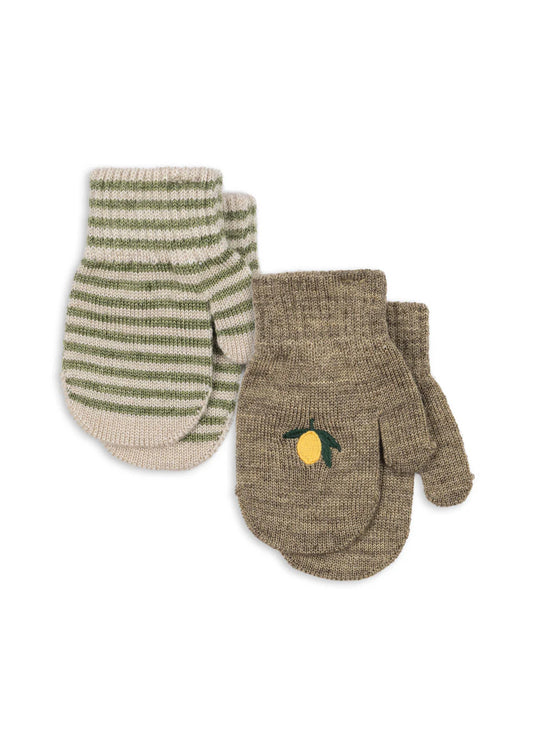 Filla Fäustlinge „Zitrone / Streifen“ Set mit 2, Einheitsgröße