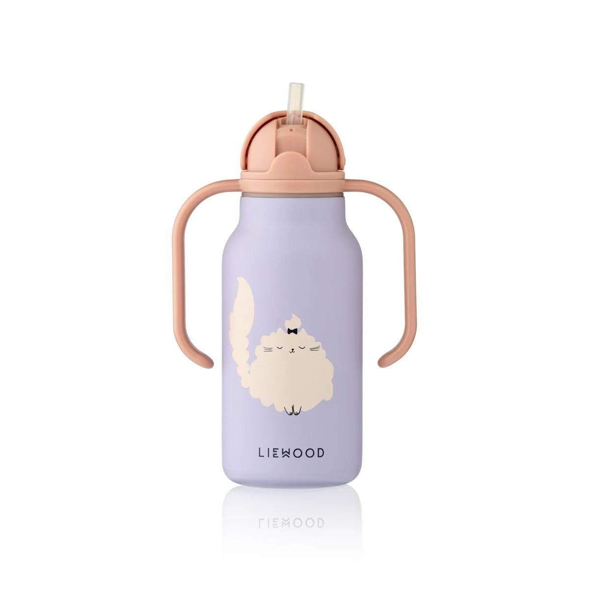 Kimmie Stahl-Wasserflasche 250ml, Katze Flieder