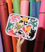 Lade das Bild in den Galerie-Viewer, Kleines rechteckiges Kunsttablett „Katzen“.