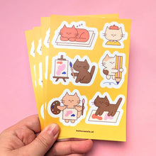 Load image into Gallery viewer, Vinyl Sticker Sheet, Artist Cats
