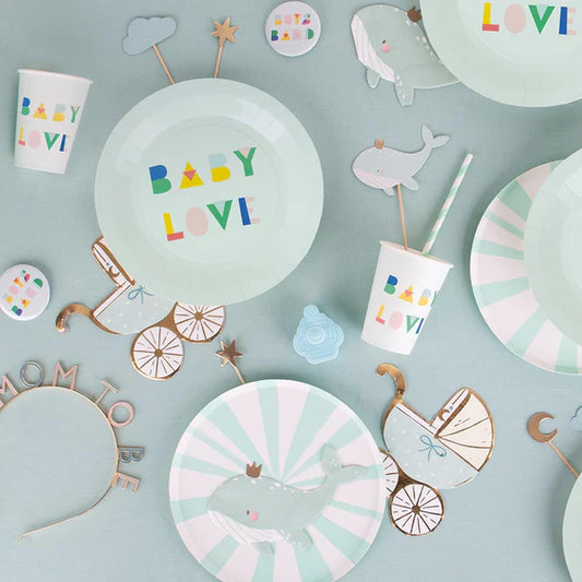 Paper Plates ''Baby Love'' Mint