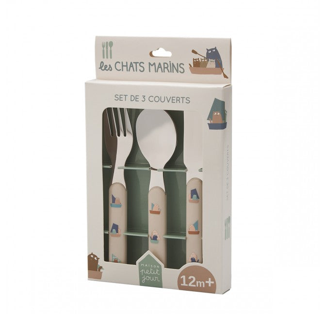 Toddler Cutlery Set, Sailing Cats