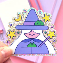 Load image into Gallery viewer, Vinyl Sticker, Glitter Frog Witch Sticker