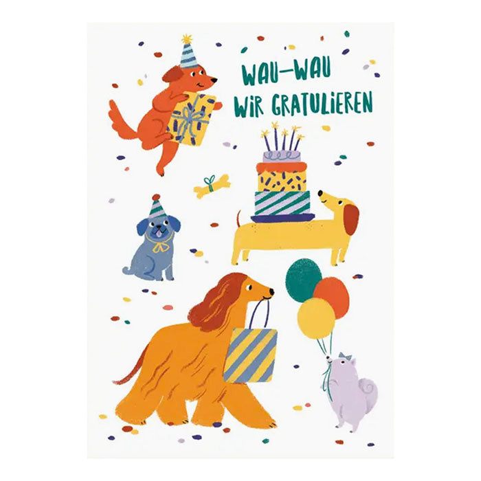 Postkarte, Hunde-Party