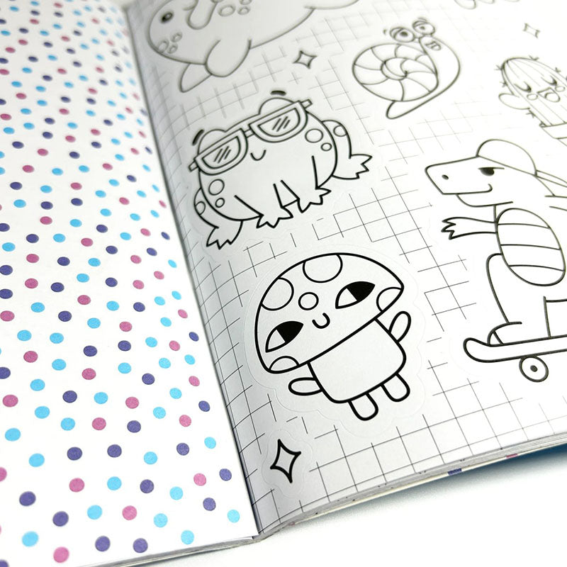 Farbe im Stickerbuch „Cute-a-Licious“-Kritzeleien