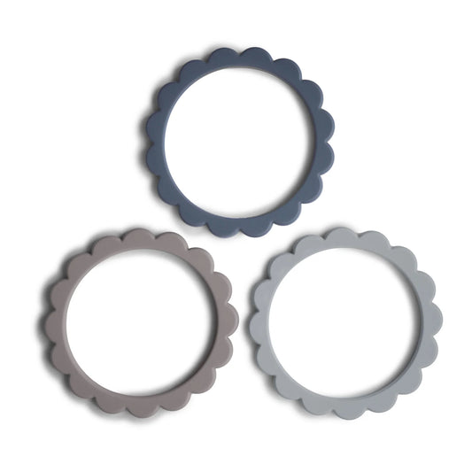Flower Teether Bracelet ''Steel, Dove Gray, Stone''