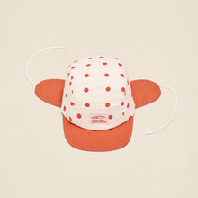 Load image into Gallery viewer, 5 Panel Cap with Ears ''Wolly Polka Red''