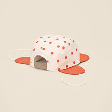 Load image into Gallery viewer, 5 Panel Cap with Ears ''Wolly Polka Red''