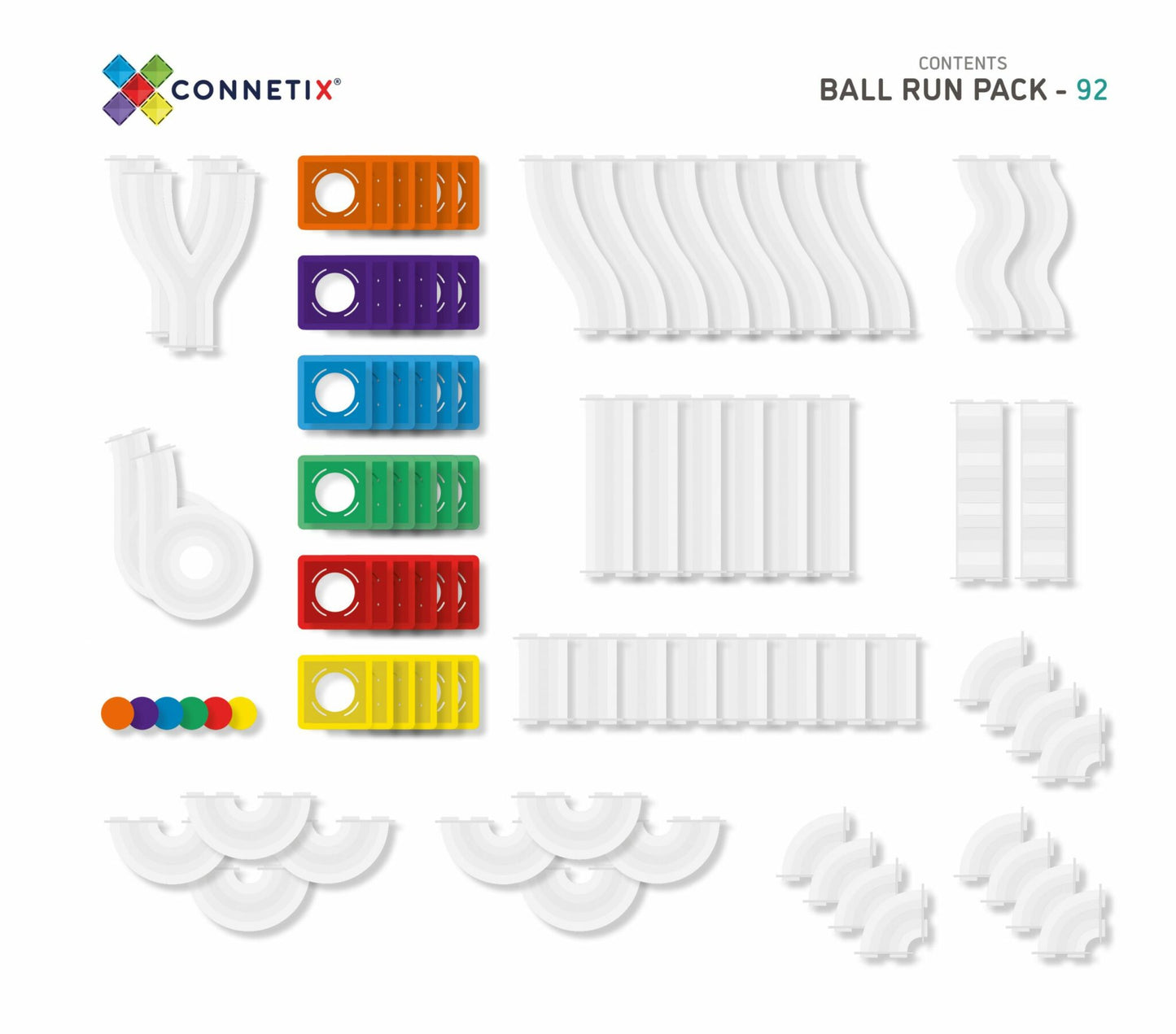 Connetix ''92 Piece Rainbow Ball Run Pack EU''