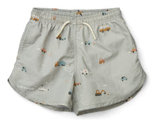 Load image into Gallery viewer, Children's Swimshorts ''Vehicles / Dove Blue Mix'' 86 / 18 Months