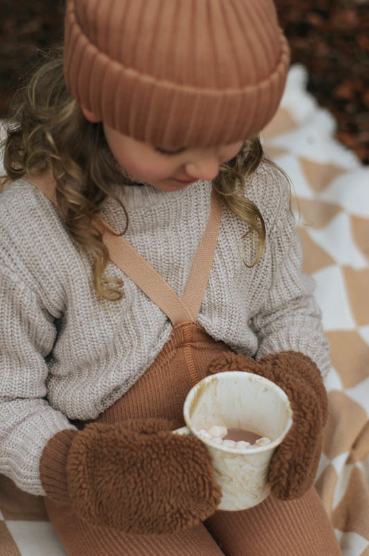 Wollige Strumpfhose ohne Fuß ''Cappuccino Brown''