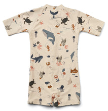Load image into Gallery viewer, UV Swim Jumpsuit ''Sea Creature / Sandy Mix'', Size 110