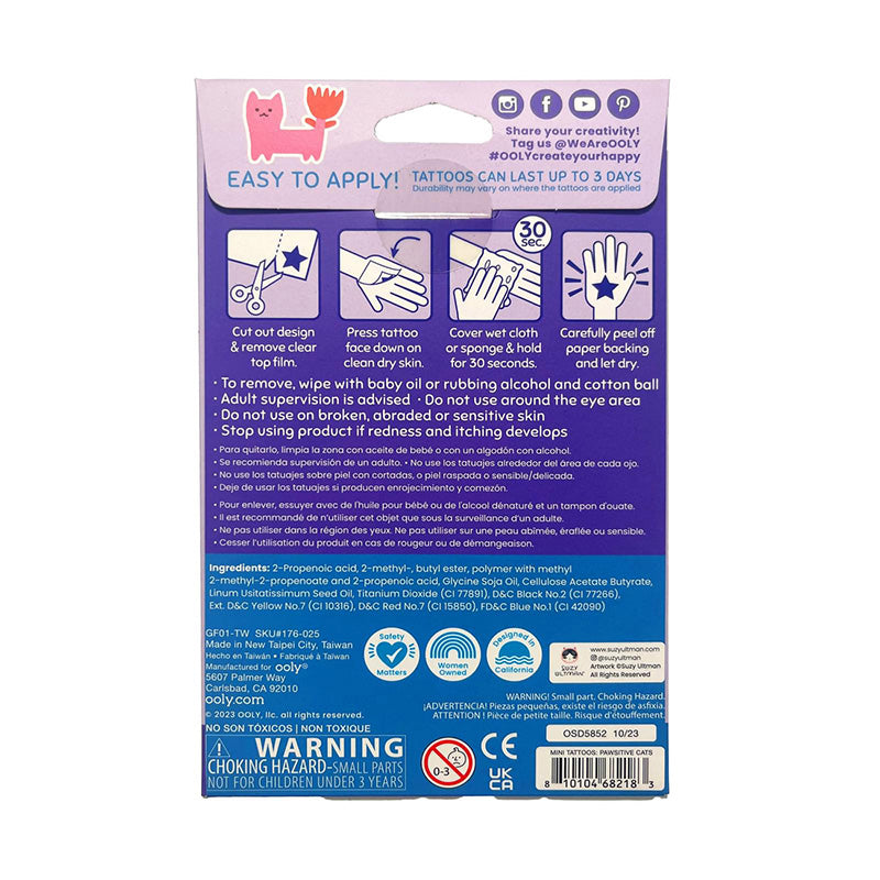 Mini Temporäre Tattoos ''Pawsitive Cats''