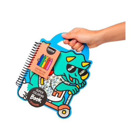 OMY Colouring & Stickers Book, Dino