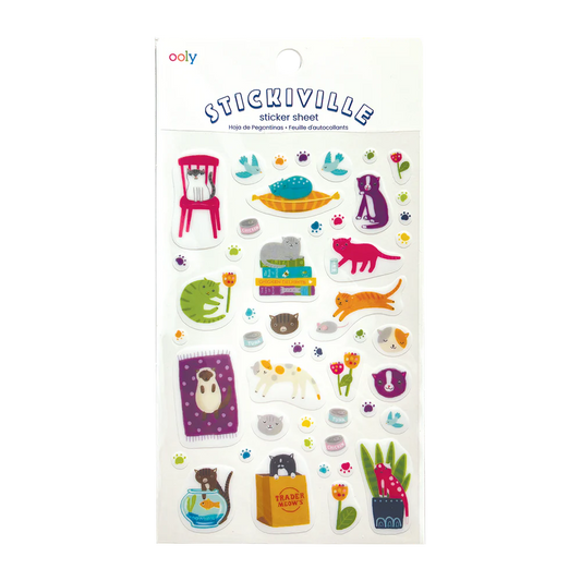 Sticker-Set, schräge Katzen