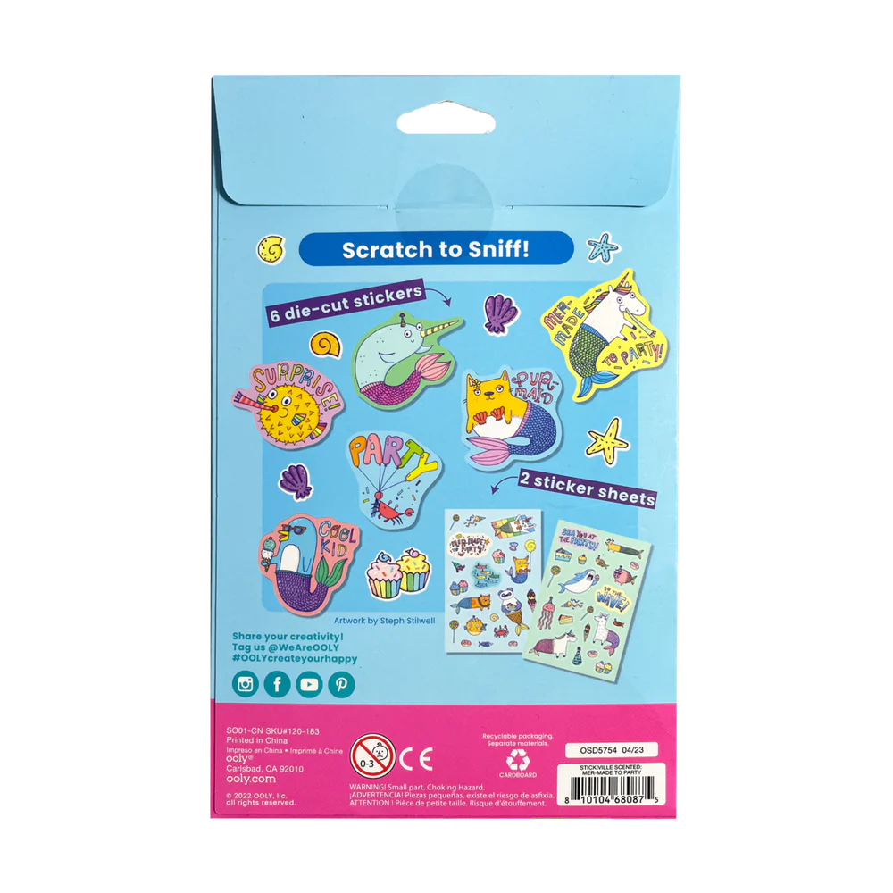 Scratch n' Sniff Aufkleber „Mer-Made to Party“