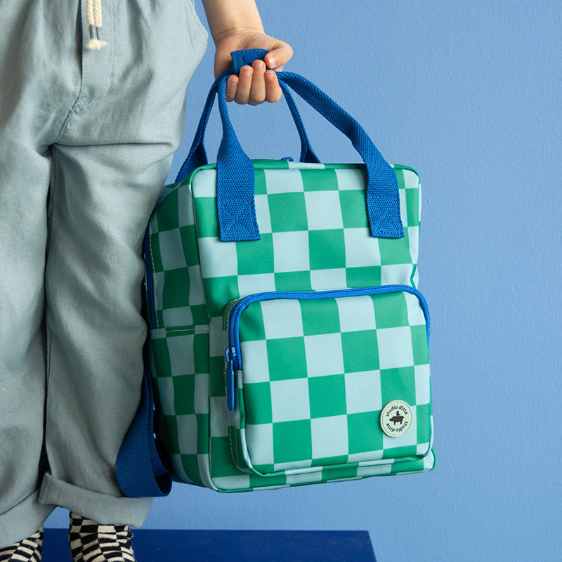Small Backpack '‘Blocks, Green Blue''