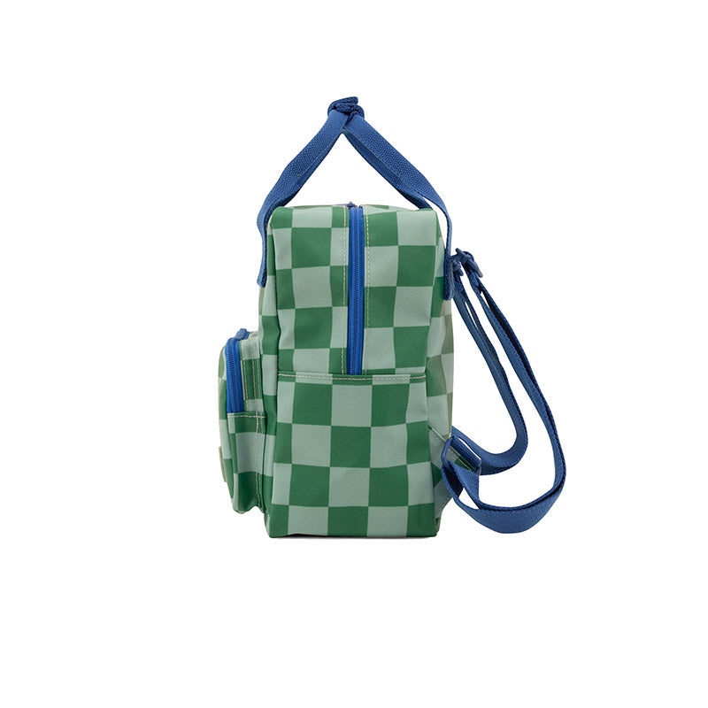 Kleiner Rucksack „Blocks, Grün Blau“ mit Riemen