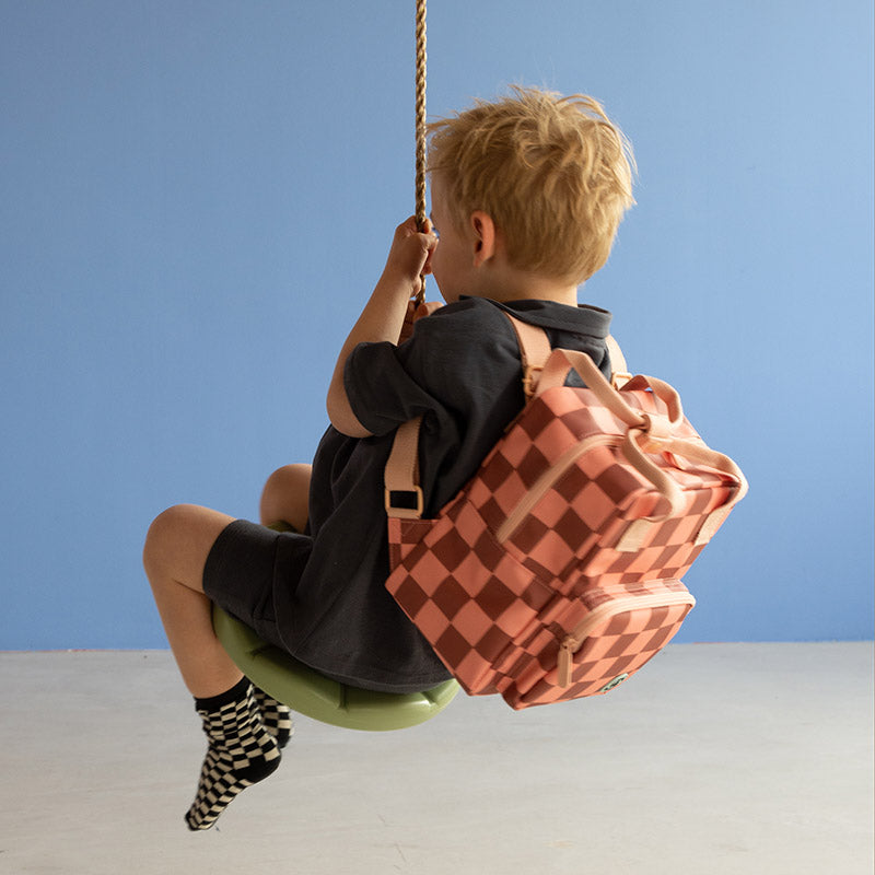 Kleiner Rucksack '‘Blocks, Pink Braun'' mit Riemen