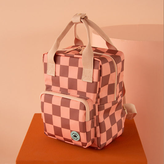 Kleiner Rucksack '‘Blocks, Pink Braun'' mit Riemen