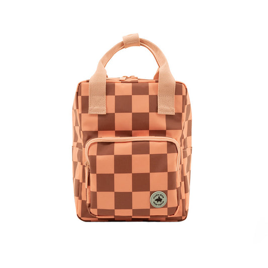 Kleiner Rucksack '‘Blocks, Pink Braun'' mit Riemen