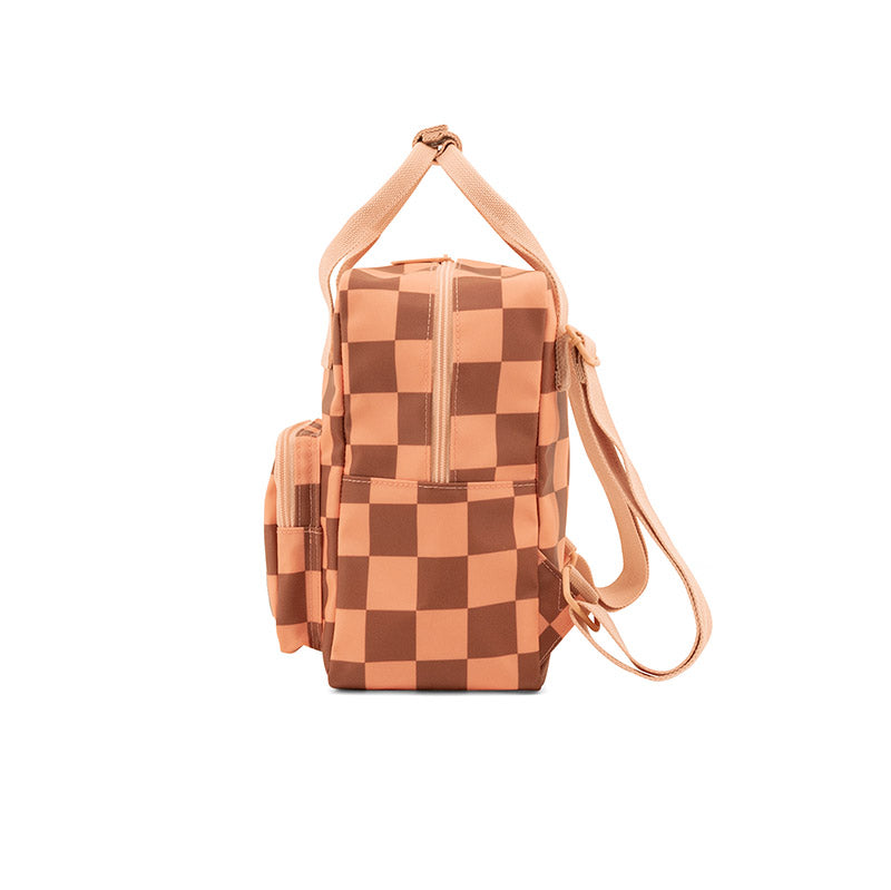 Kleiner Rucksack '‘Blocks, Pink Braun'' mit Riemen