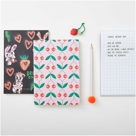 Notizbuch 'Kirschen', Gitter