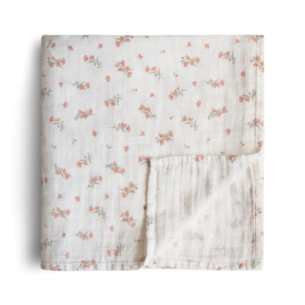 Swaddle Organic Muslin Cloth ''Pink Flowers''