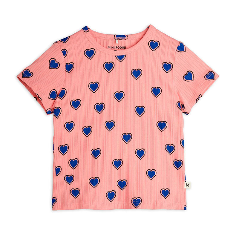 Outlined Hearts T Shirt Pink, 100% GOTS Organic Cotton 80-86 / 12-18 Months
