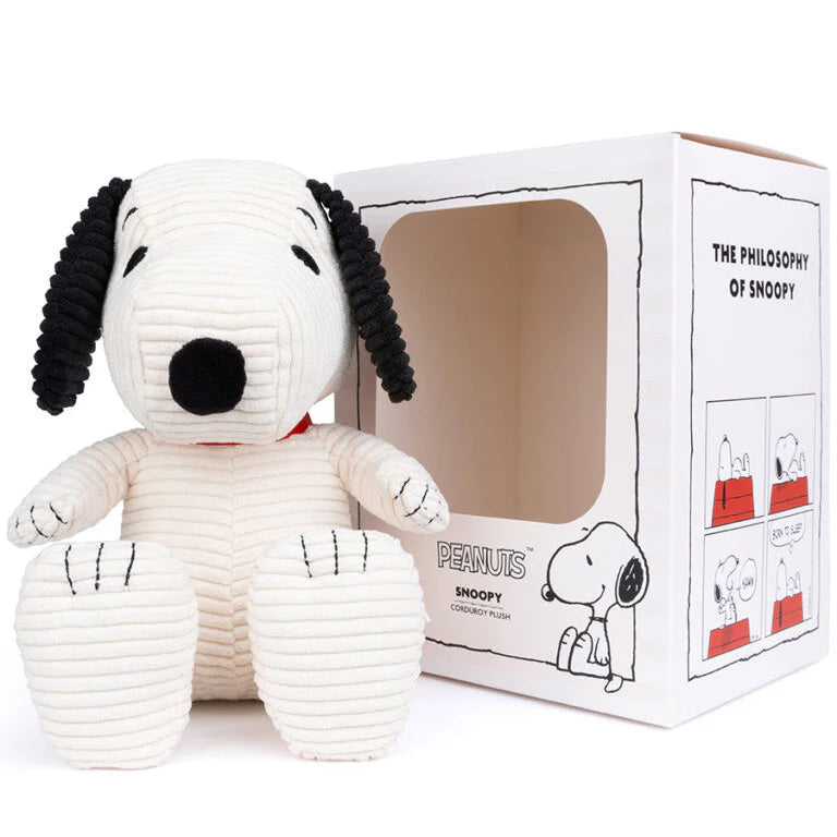 Snoopy Sitzendes Cord-Creme in Geschenkbox, Stofftier