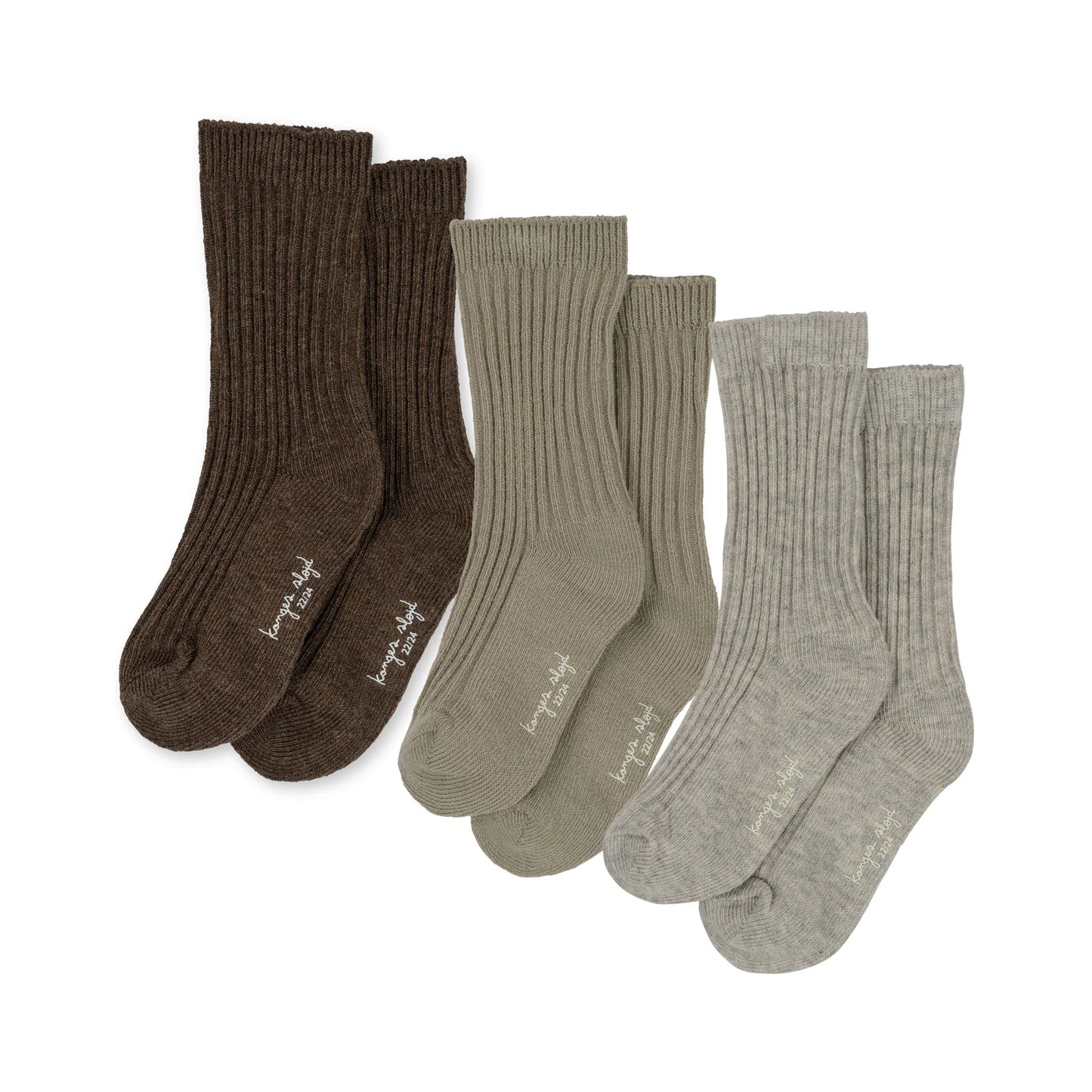 3 Pack Rib Socks  ''Grey, Ment, Brown''