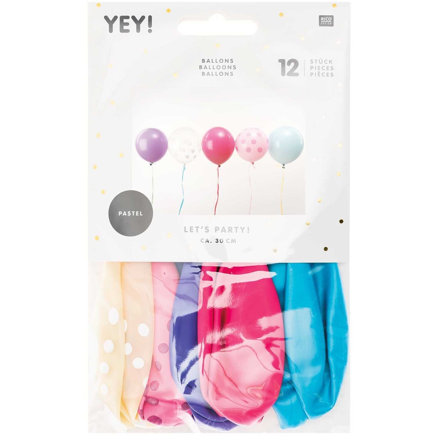 Balloons Pastel Mix, Matt 30cm, Set of 12