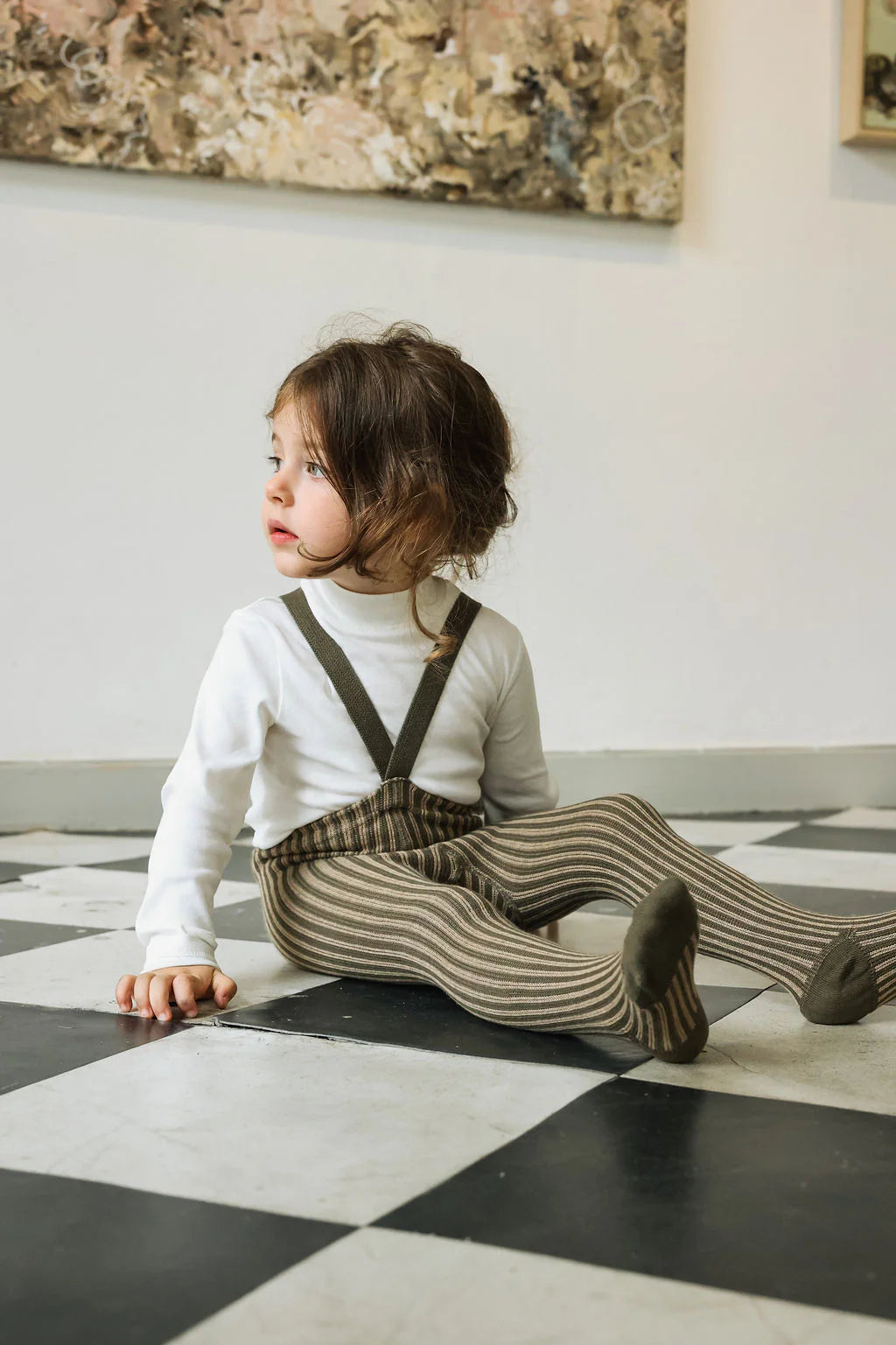 Silly Silas Spezialausgabe Strumpfhose mit Füßen „Seaweed Brown x Peanut Stripe“, Verschiedene