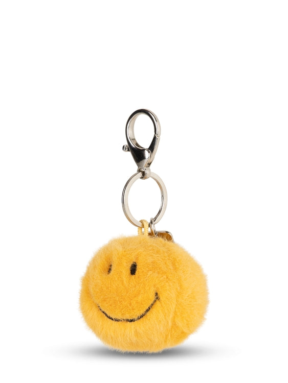 Smiley ECO Fuzzy Keychain, Yellow