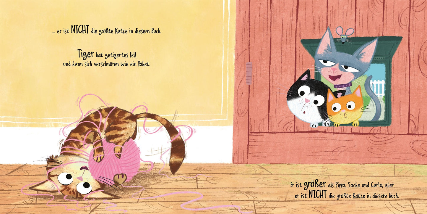 Miau, Miauuuu! Wer ist die größte Katze im Buch?, 3 Jahre +